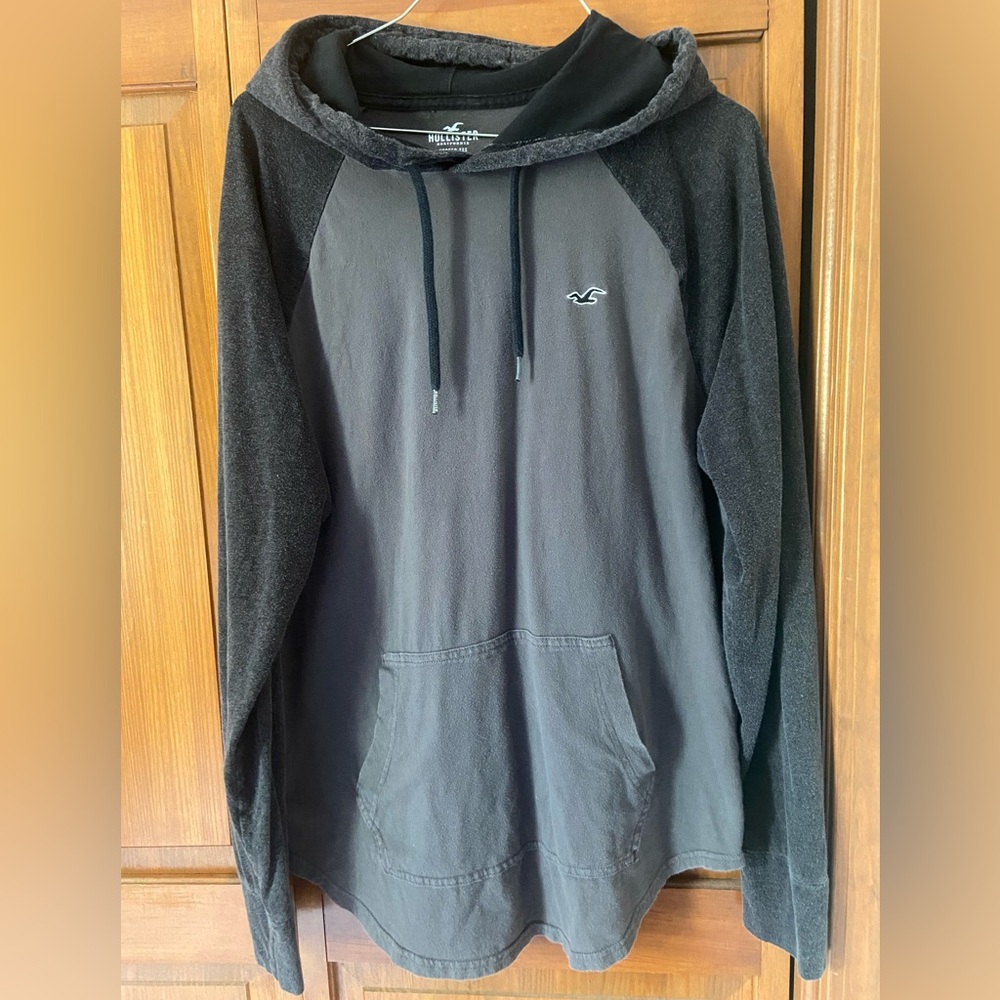 Hollister Gray Athletic Hoodie Sweatshirt drawstring Men's Top